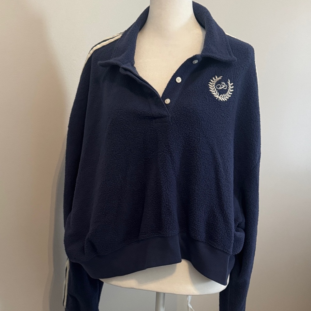PINK Victoria's Secret Deep Blue Fleece Pullover